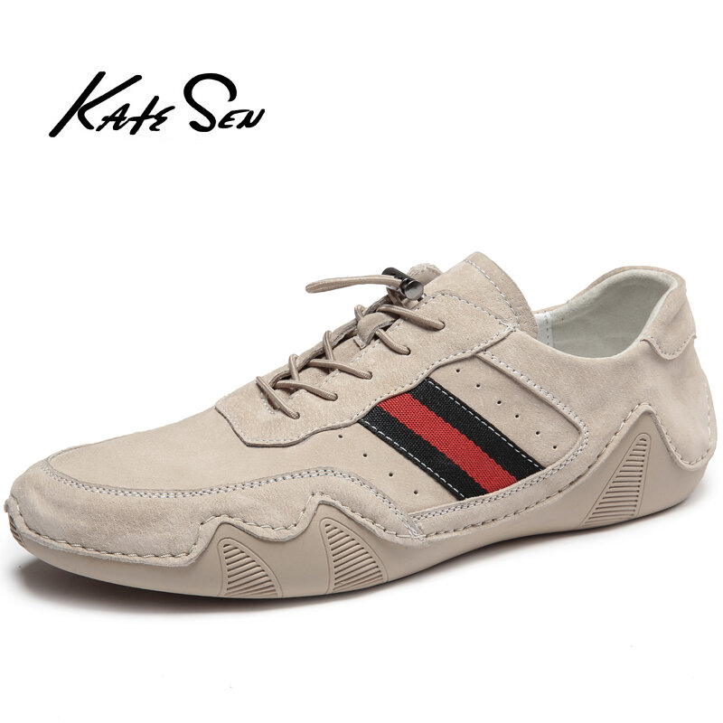 KATESEN Comfortable Men Casual Shoes Loafers Men Shoes Quality Split Leather Shoes Male Flats Hot Sale Driving shoes men
