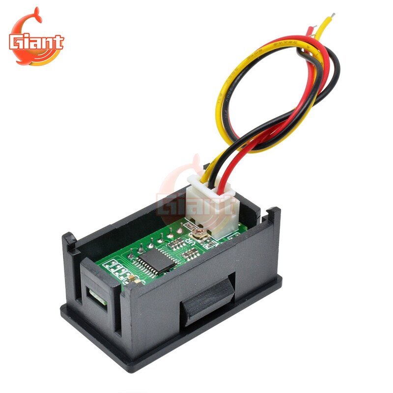 Mini voltímetro Digital de 0-100V cc, medidor de voltaje de 0,36 pulgadas, Panel LED, medidor de voltaje eléctrico, 3 cables, 12V, 24V, 48V, 4 bits
