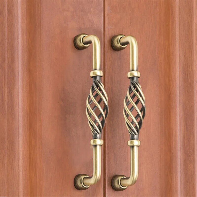 KK & FING-Vintage Bronze oco Out Cabos, preto Birdcage alças, botões de gaveta, porta do armário puxa, Hardware Móveis