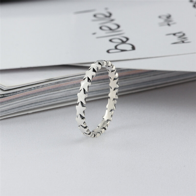 XINSOM винтажные кольца из стерлингового серебра 925 пробы в форме звезды для женщин, корейские модные ювелирные изделия для вечеринок, кольца н...