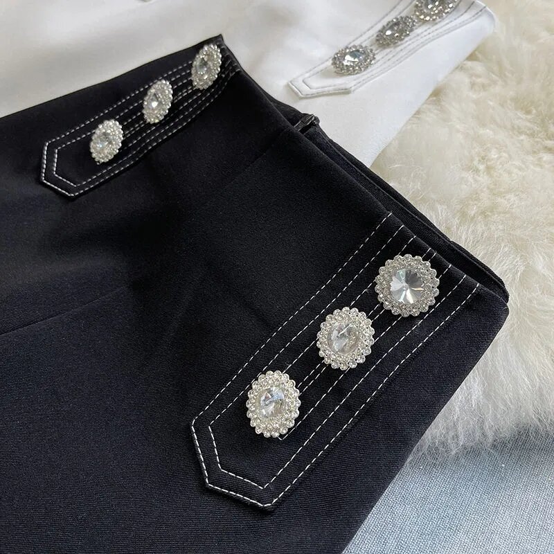 Pantalones coreanos de pierna ancha para mujer, pantalón de cintura alta y talla grande, color negro sólido, gruesos y cálidos, estilo Harajuku, Otoño e Invierno