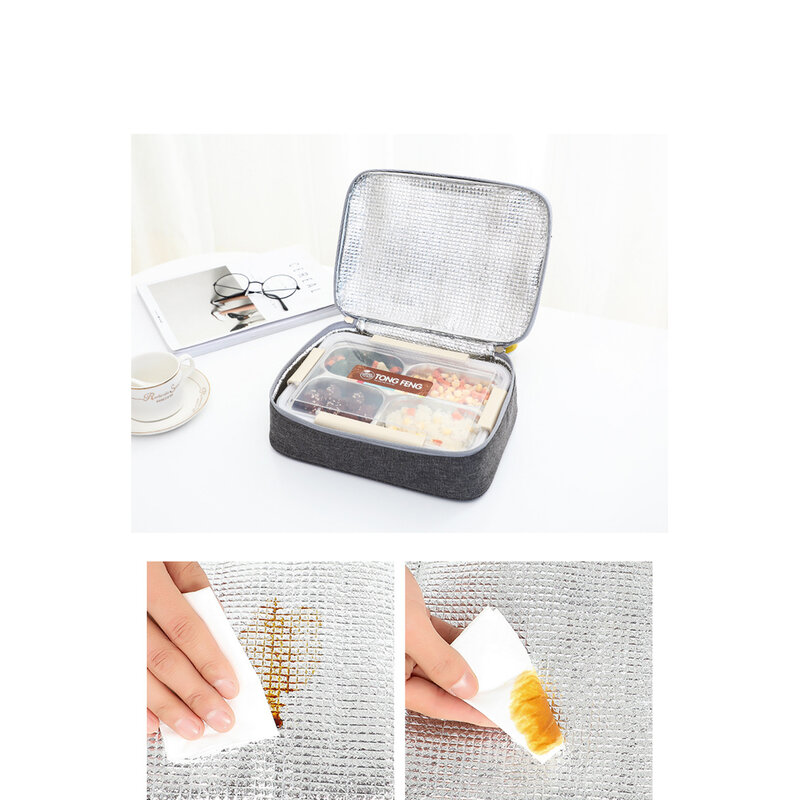 Borsa da pranzo impermeabile isolata borsa da pranzo addensata rettangolare in alluminio portatile