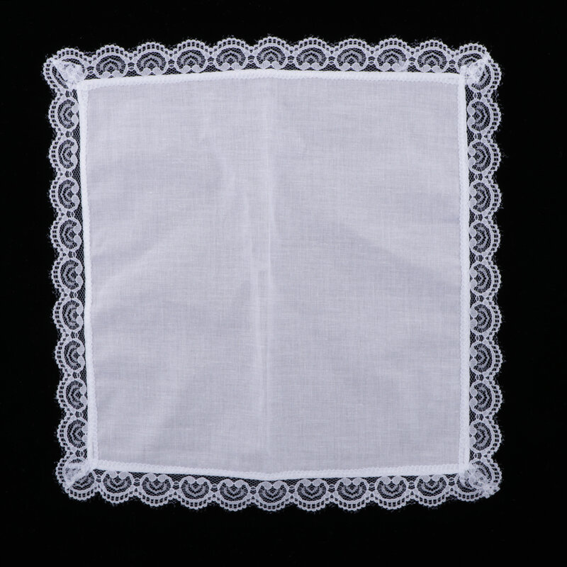 5/10 sztuk białe bawełniane koronki chusteczka DIY damskie białe Hankies Party ślubne chusteczki bawełniane w stylu Vintage strona Hankie