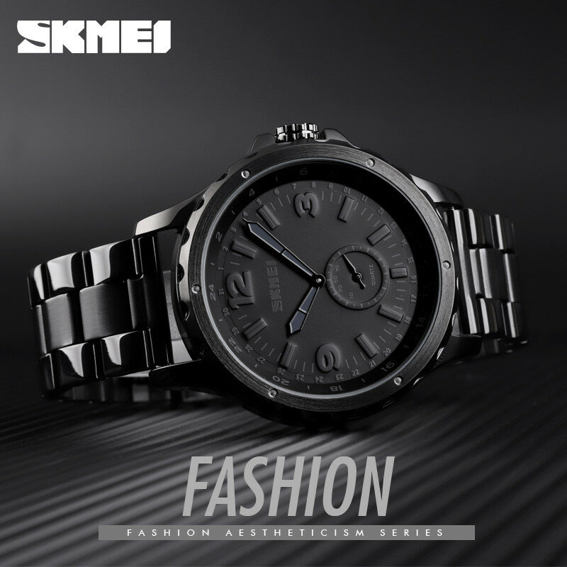 SKMEI Fashion Men Watches Top Brand Luxury Quartz Watch Casual Classic Black Full Steel Wristwatch for Male Relogio Masculino
