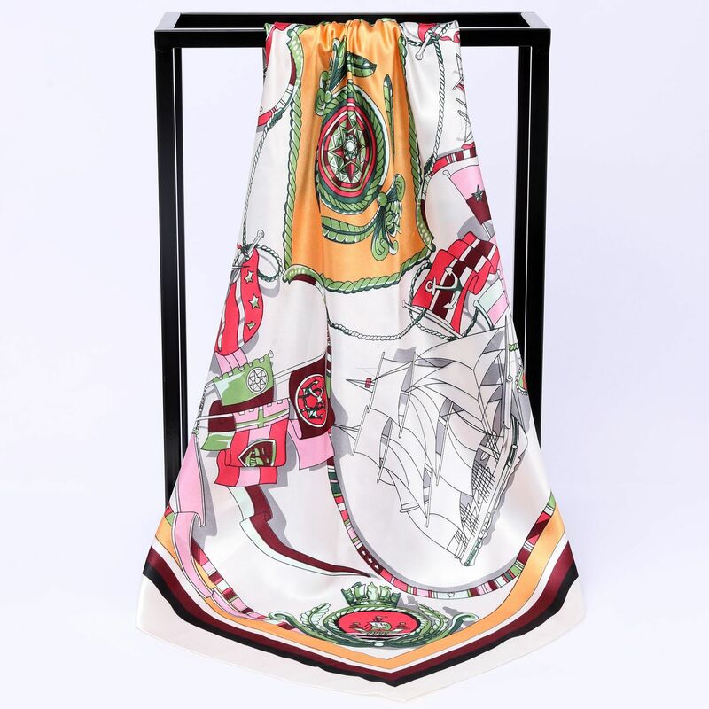 Foulard carré en Satin de soie pour femmes, 90x90cm, à la mode
