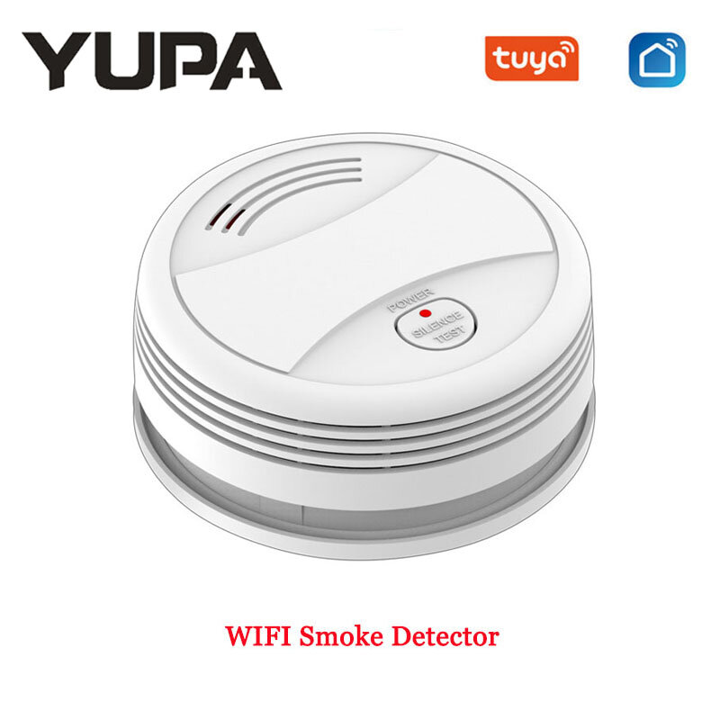 YUPA Tuya WIFI Detektor Asap Alarm Kebakaran Sensor Asap Rumah untuk Rumah Aplikasi Kontrol Alarm Asap Keamanan
