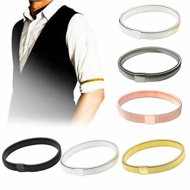 Manchettes élastiques antidérapantes pour hommes, accessoires de vêtements, manchettes en métal, Bracelets élastiques