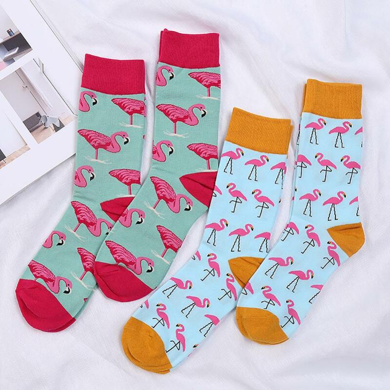 แฟชั่นฝ้ายผู้หญิงถุงเท้าน่ารัก Flamingo สัตว์พิมพ์ลาย Happy ตลกถุงเท้าผ้าฝ้าย Casual ผู้ใหญ่ถุงเท้า