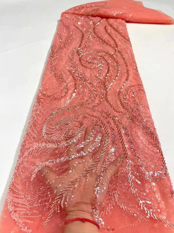 Африканская швейцарская вуаль кружева в Швейцарии 2022 высококачественное кружево 5 ярдов, кружевная ткань с блестками и бусинами для свадьбы
