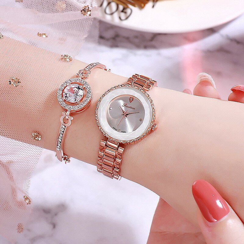 Fashion 2020 Women Watches Bracelet Set Quartz Wrist Watch Waterproof Ladies Watches Diamond Clock Steel Strap Female Wristwatch