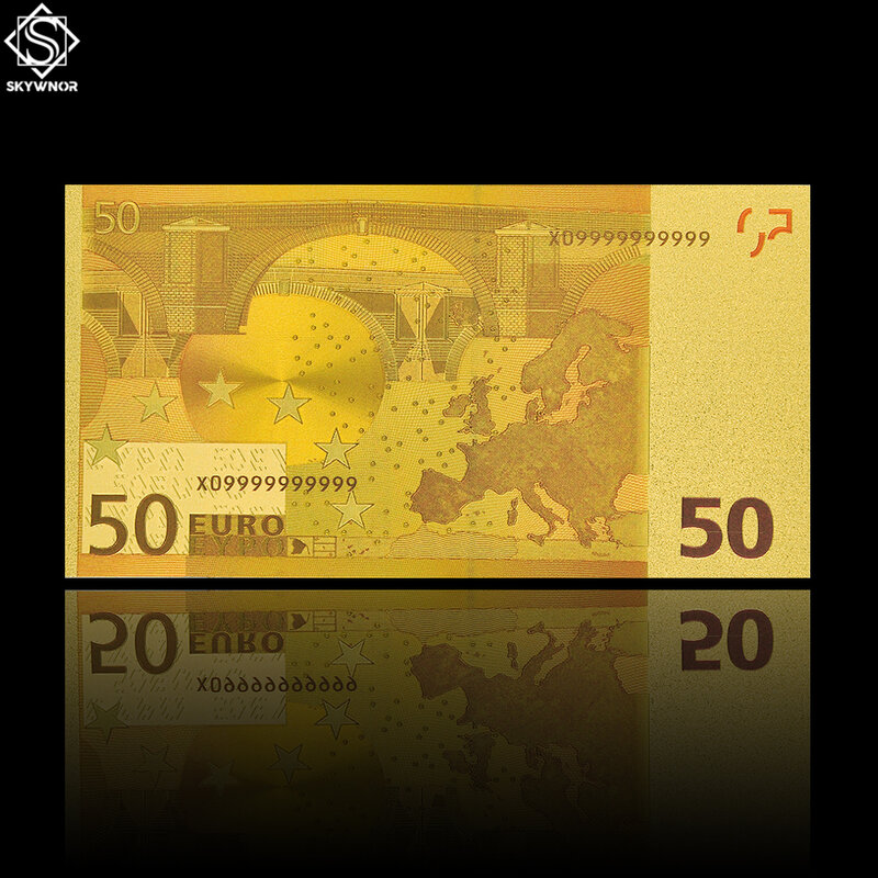 Евро деньги поддельные золотые банкноты европейские 50 валют счета произведение искусства