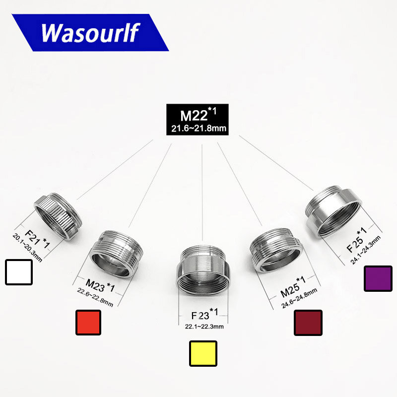 WASOURLF-conector de transferencia de rosca macho M22, M21, M23, baño de ducha, cocina, grifo cromado de latón, accesorios de manguera conectada, 1 ud.