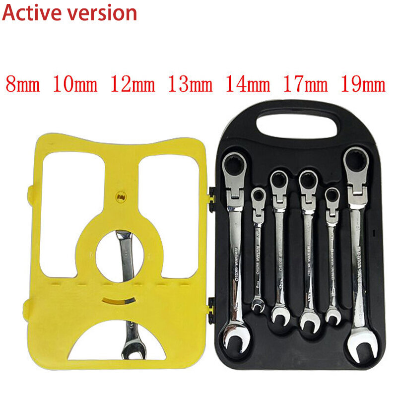 7pcs Wrench Combination Ratchet Wrench Gear Repair Set Hand Tools for Auto Torque Wrench Flexible Pivoting Head Spanner Set