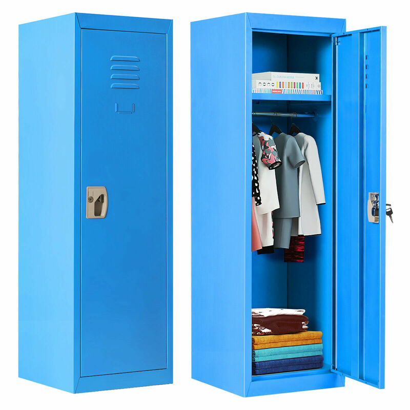 Honeyjoy-armario de Metal para niños, armario de almacenamiento seguro de 2 niveles con cerradura y llaves, 48 ", HW56202BL
