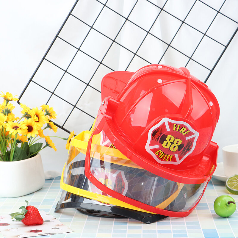Kids Fireman Helmet Firefighter Hats Fancy Dress Accessories Kids Halloween Party Role Play Toys Yellow