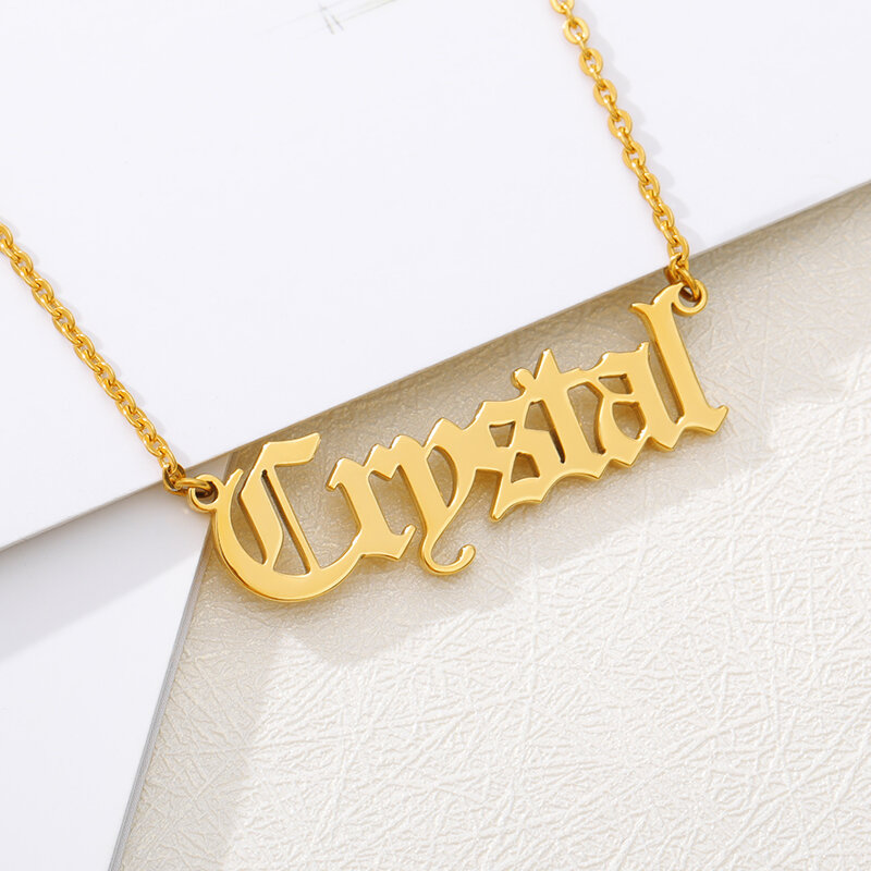 Gargantilla de acero inoxidable de 314L para mujer, collares con nombre personalizado, corona árabe cursiva, placa de identificación personalizada, regalos de cumpleaños para el día de la madre