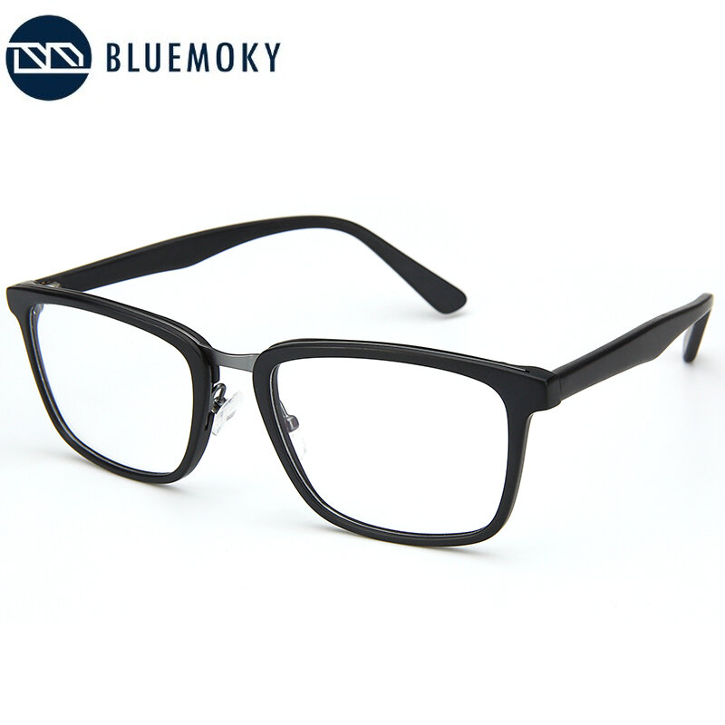 BLUEMOKY Kacamata Resep Pria Kacamata Bifokus Multifokal Optik Persegi Kayu Pria Kacamata Progresif Miopia Cahaya Biru