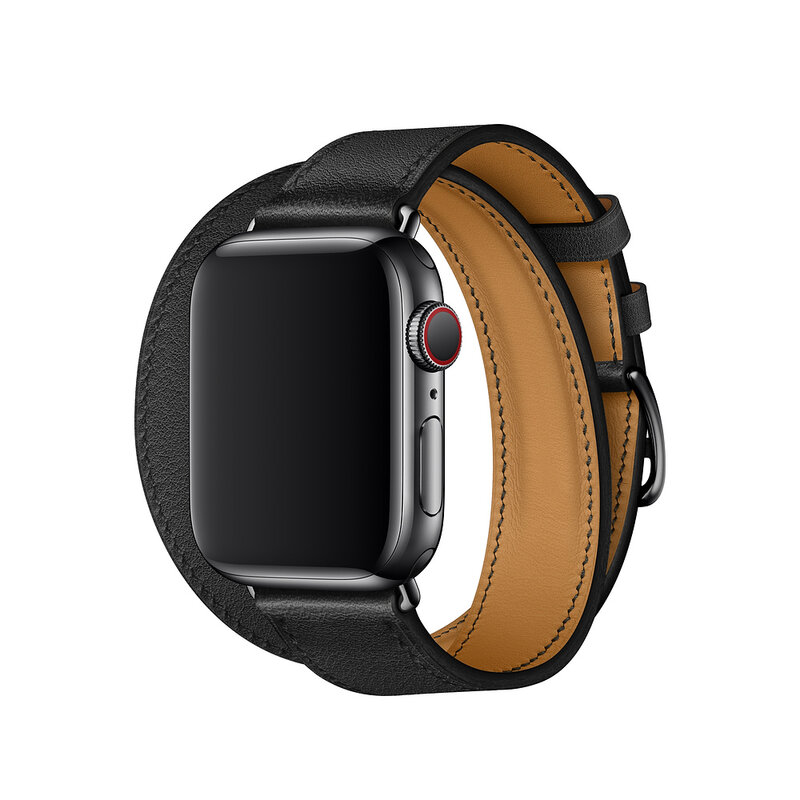 Pasek na pasek do apple watch 5 4 44mm 40mm pasek podwójnie zwinięty wokół ręki prawdziwej skóry correa iwatch 3 2 42mm 38mm bransoletka aple akcesoria do zegarków