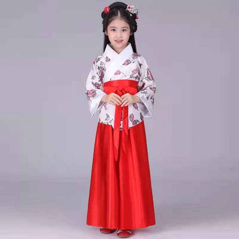 الأطفال السيدات الصينية Kleding خمر الملابس هان نمط فستان فتاة Karneval السنة الجديدة Hanfu طفل الكبار النساء راقصة زي