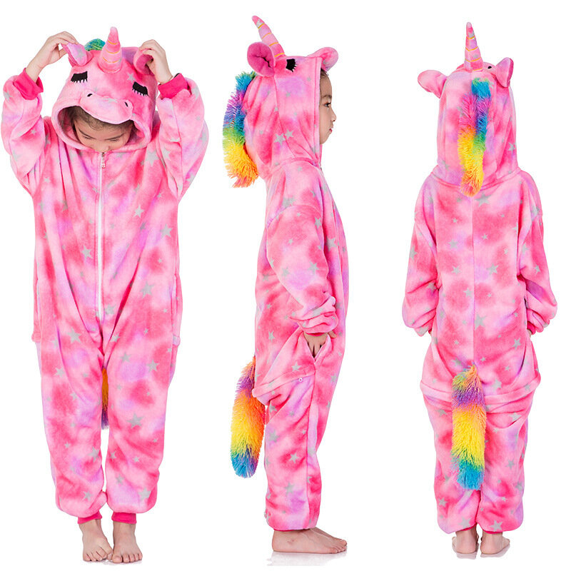 Kigurumi-pyjama Panda pour enfants | Pyjama licorne au point de couture pour garçons de 4 6 8 10 12 ans