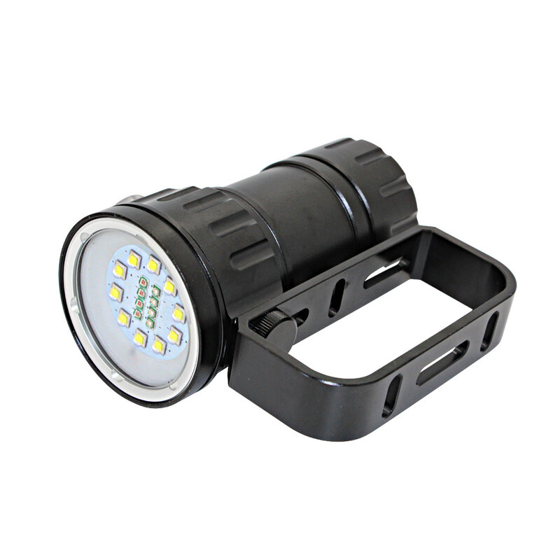 수중 LED 사진 비디오 다이빙 손전등, 방수 전술 토치 램프, 10x XM-L2 화이트, 4x XPE 레드, 4x XPE 블루