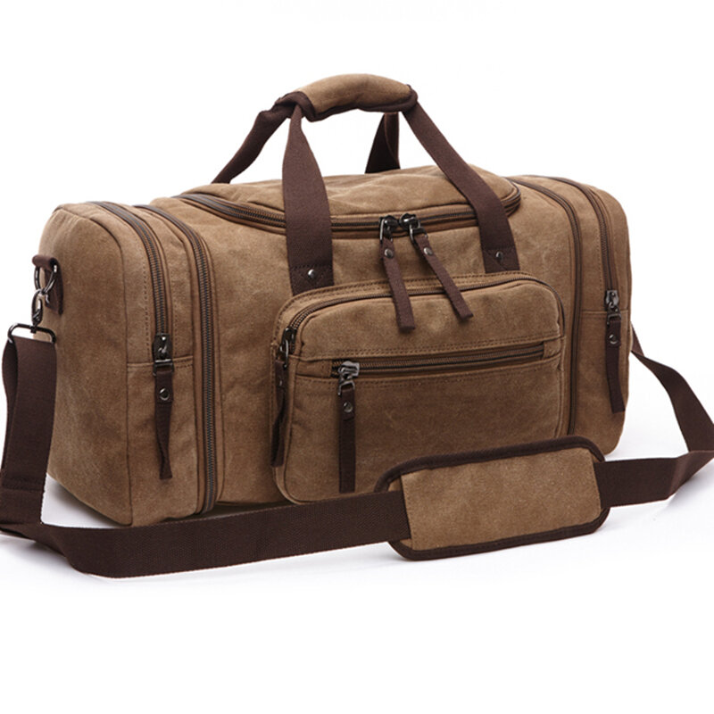 Bolsa de mão de lona de grande capacidade para homens Bagagem Viagem Duffle Bags Weekend Shoulder Bags Multifuncional Outdoor Duffel Bag