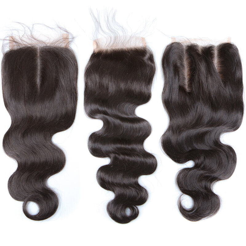 Супер двойные бразильские волнистые натуральные пучки волос с кружевной застежкой 100% человеческие волосы толстые концы тело волнистые вол...