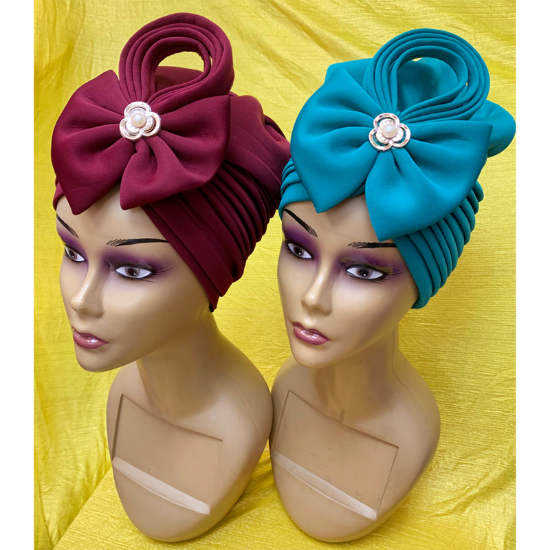 12 Buah Topi Turban Elegan Terbaru Topi Wanita Manik-manik untuk India Topi Syal Kepala Bungkus Ikat Kepala Gadis Aksesoris Rambut Wanita Ca-66