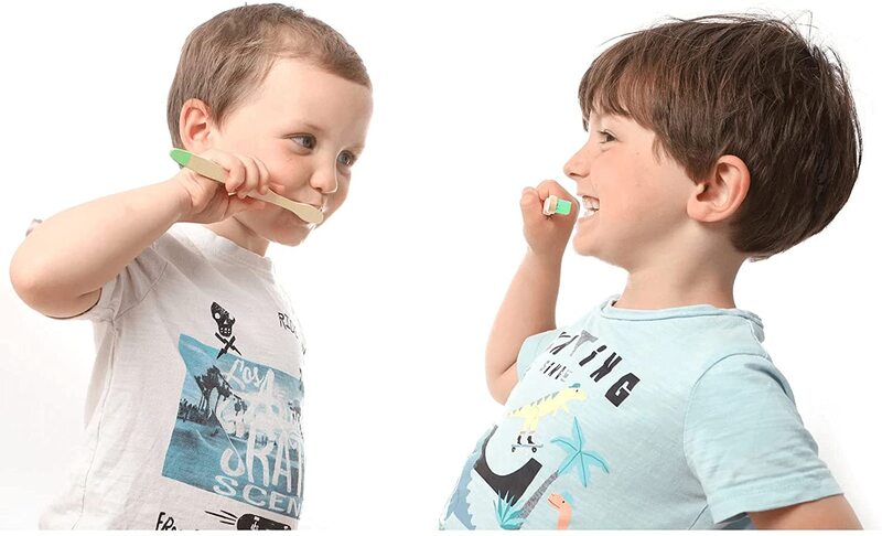 Sikat gigi bambu anak-anak organik baru sepuluh warna bulu serat lembut pegangan mudah terurai sikat gigi anak-anak ramah lingkungan