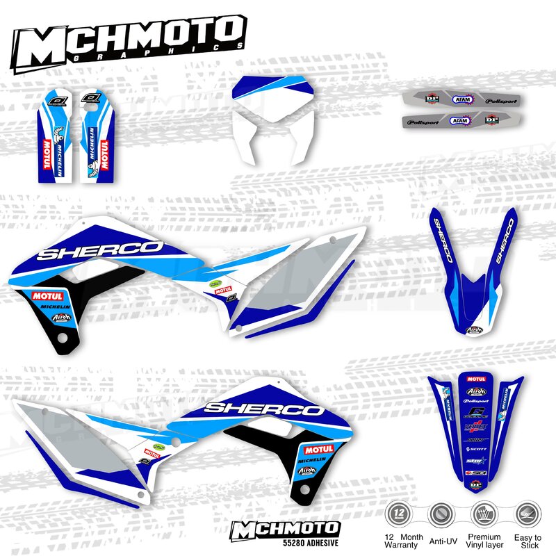 Mchmfg-オートバイ用の印刷されたステッカー,オートバイ用の装飾的なステッカー,sherco sef ser 125 250 300 450 2017 2018 2019 2020