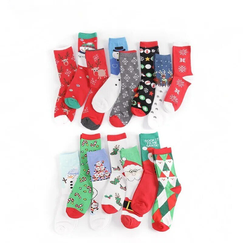 Calcetines de algodón Unisex para hombre y mujer, calcetín de Navidad, Papá Noel, alce, árbol, accesorios de fiesta de invierno, regalo de Navidad