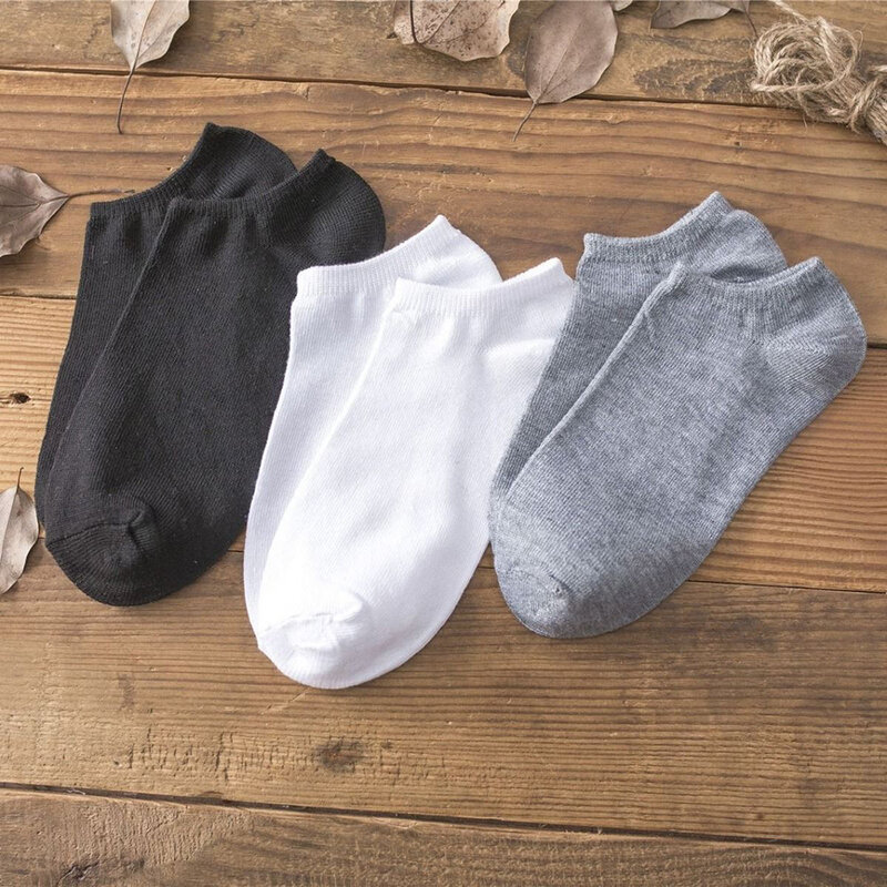 Unisex monocromático algodão meias curtas, Casual Business Sock, Streetwear, homens e mulheres, 5 pares por lote