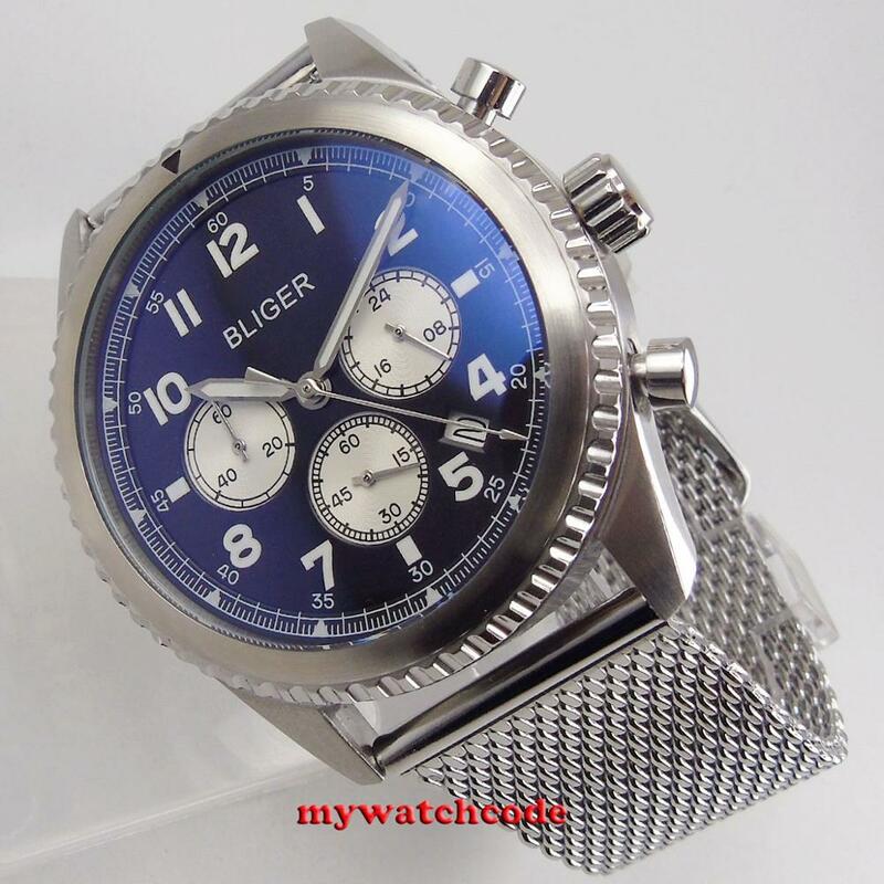 Relógio para homem 24 horas multifunction relógios marca superior luxo 45mm bliger completo cronógrafo relógio de quartzo masculino
