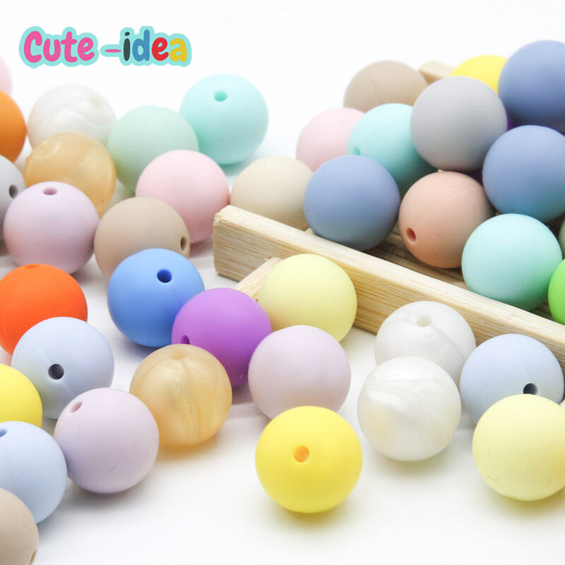 Cute-Idea 19mm 20pcs Silicone Round Beads Food Grade Baby Chewable teething Teether DIY Pacifier Chains Accessorys Baby Goods