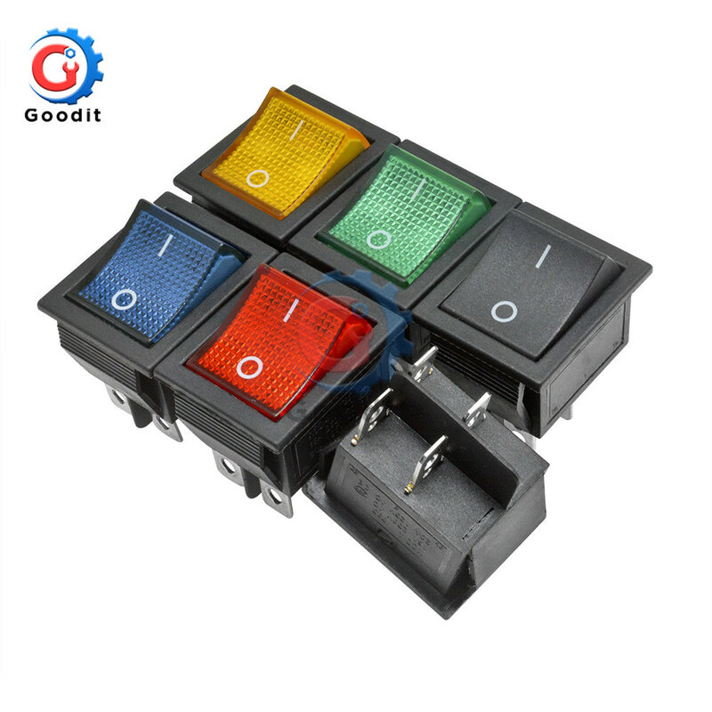 KCD4 Rocker Switch Button ON OFF 2 Position 4 Pins 6 Pins Electrical Equipment With Light Power Switch 16A 250VAC AC 250V