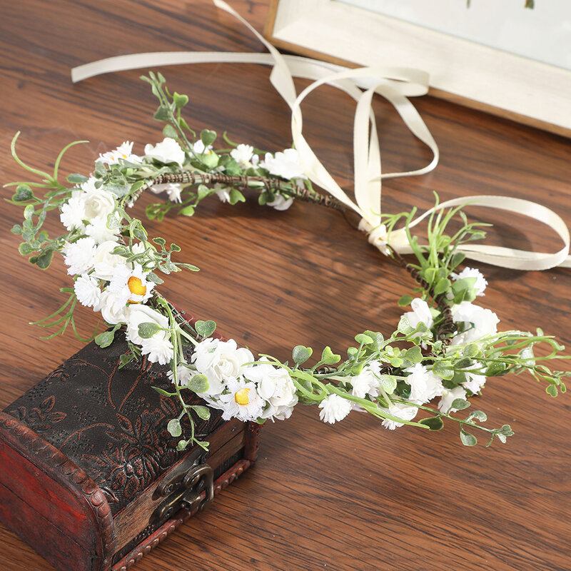 Molans Bohemian Flower Crowns Bride Wedding Floral Garland Headband Leaves Rattan Wedding Wreaths Bridesmaid Hair Accessories