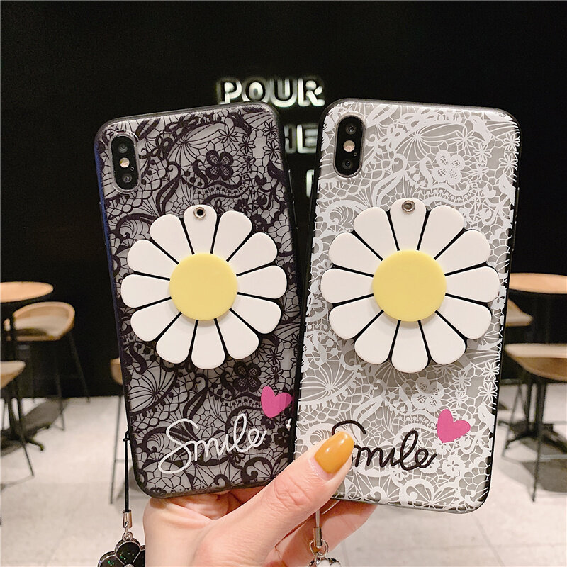 3D mignon lapin ours fleur miroir étui pour samsung Galaxy S7 S8 S9 S10 Plus Lite amour coeur fille couverture sangle pour Note 8 9 10 Pro