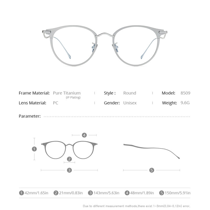 FONEX kacamata bingkai Titanium murni untuk wanita, kacamata bulat Retro, kacamata Vintage baru 8509