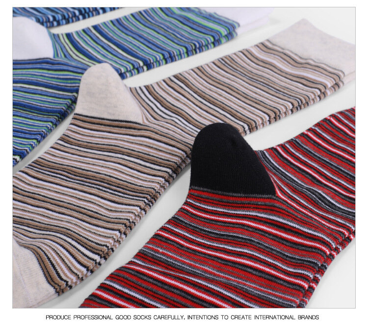 جوارب قطنية كبيرة مخططة ملونة للرجال ، متدرجة ، منتصف الساق ، سميكة ، دافئة ، عالية الجودة ، EU45 ، 46 ، 47 ، 5 أزواج