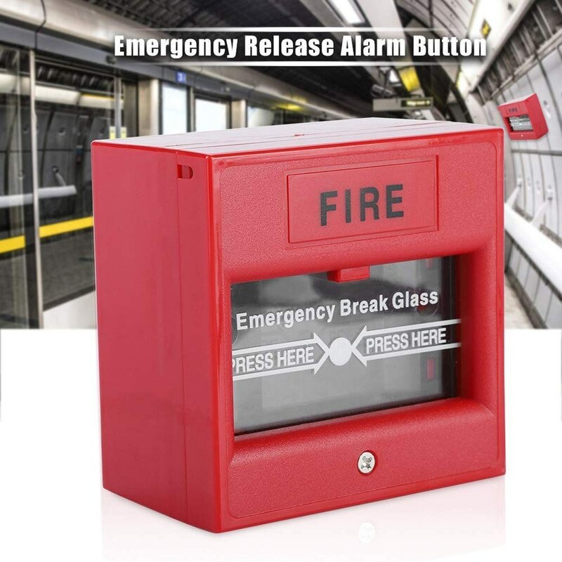Botón de alarma de rotura de vidrio para puerta de emergencia, interruptor de liberación de cristal, alarma de incendios