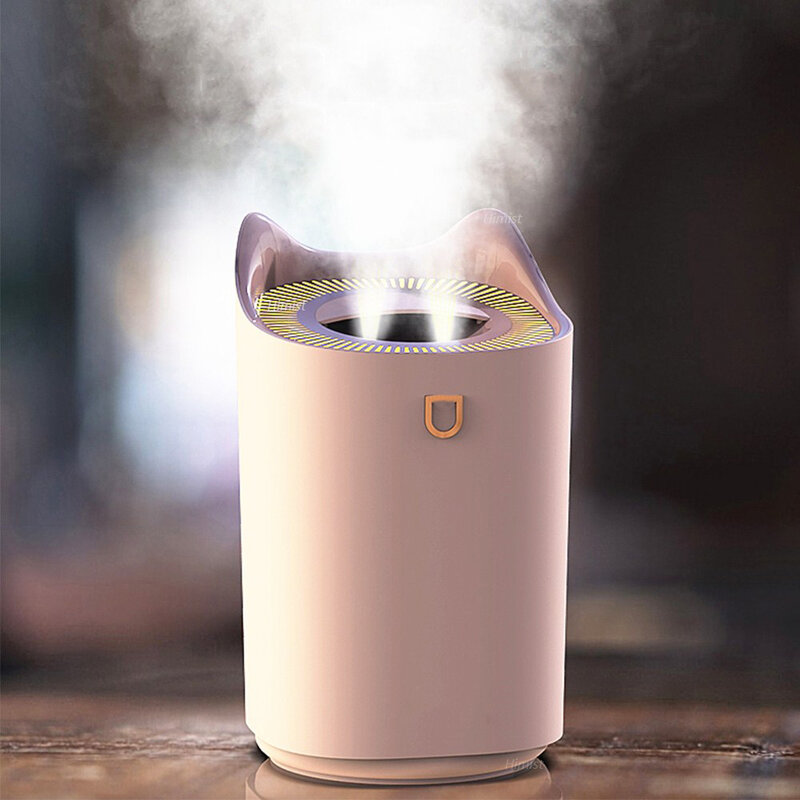 Humidificateur d'air domestique USB à double buse, diffuseur d'arômes à brume fraîche avec comparateur de couleur, lumière LED, brumisateur à ultrasons, 3000ml