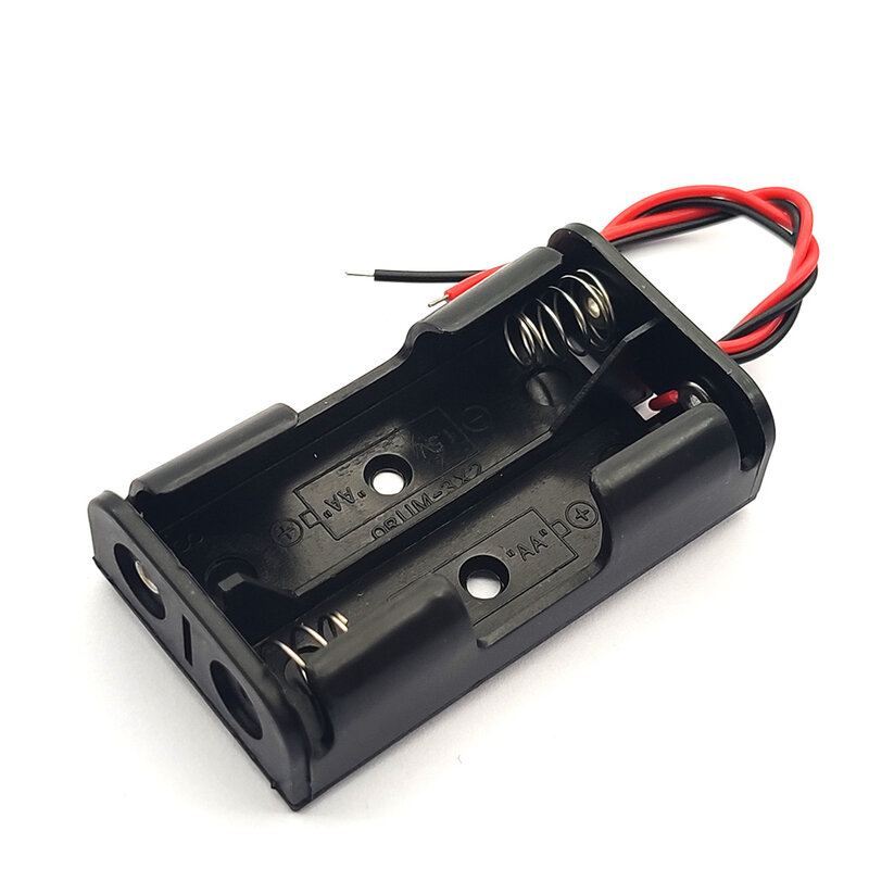 Soporte de batería AA de 1,5 V, caja de 2 pilas AA, cables negros, 3V, bricolaje