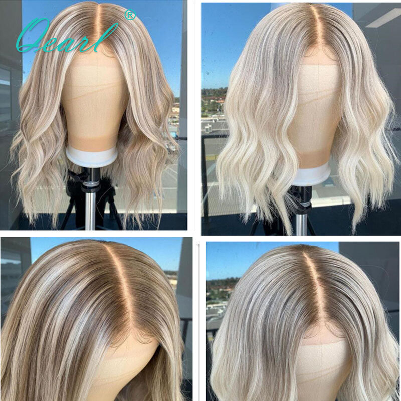 Женские парики из человеческих волос HD на сетке спереди, короткие волосы, короткий парик на сетке спереди, пыльный, светлый, серый, блестящий, 13x1, прозрачный парик, распродажа, Qearl