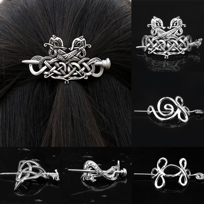 Womens Celtics Plug-In Hairpin Metal Novelty Vintage Hair Clips Viking Hair Jewelry Accessories Female Clip Machine