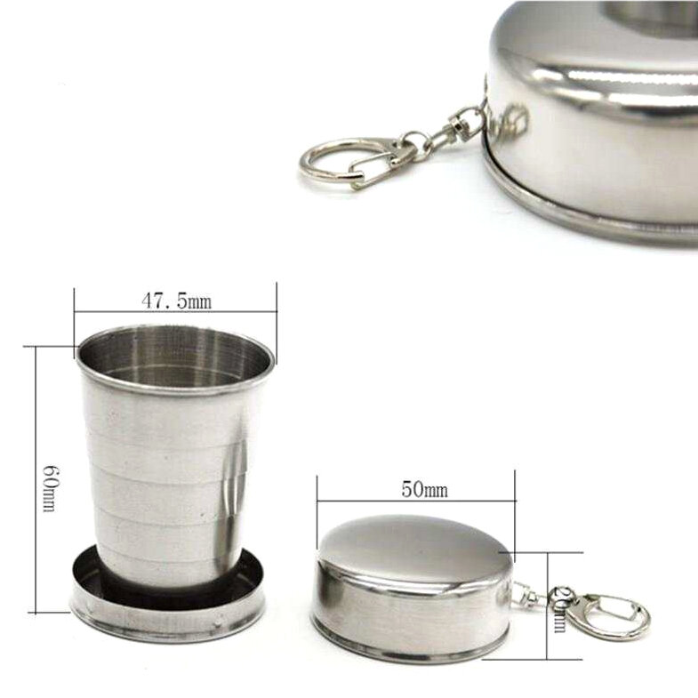 75/150/250ML  Stainless Steel Folding Cup Camping Cookware  Retractable Cup Teacups Teaware Camp Utensils Tableware Folded Cup
