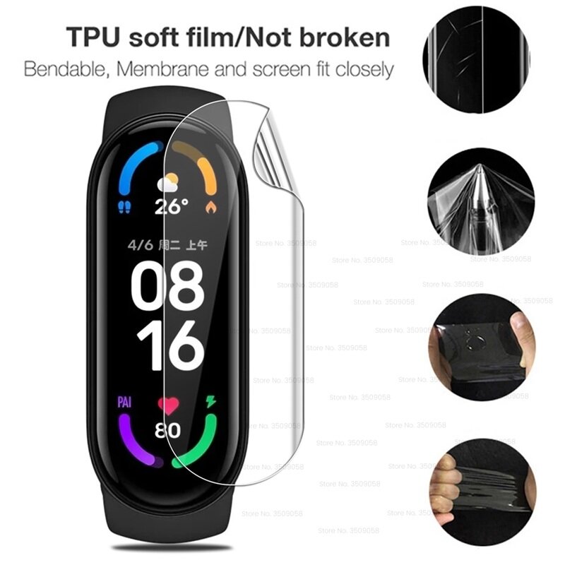 Film hydrogel souple incurvé 9D pour Xiaomi, bracelet intelligent, pas de verre, protecteur, Mi Band 8 7 6 5, 3-12 pièces