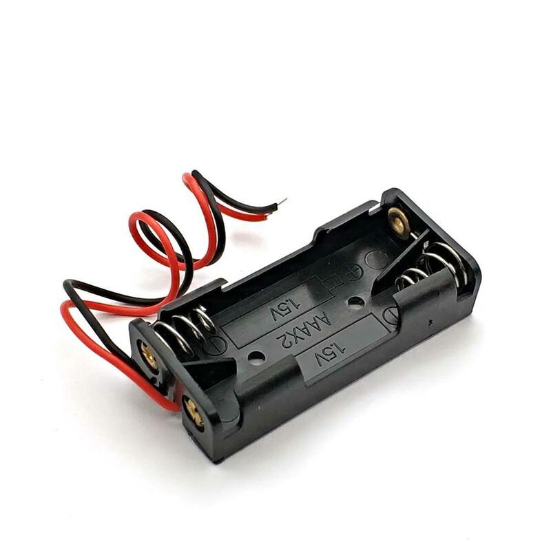 2x1,5 V AAA Kunststoff Schwarz Frühling Batterie Lagerung Fall Box Batterie Halter Kunststoff Behälter Mit Schwarz & Rot 150mm Draht Führt