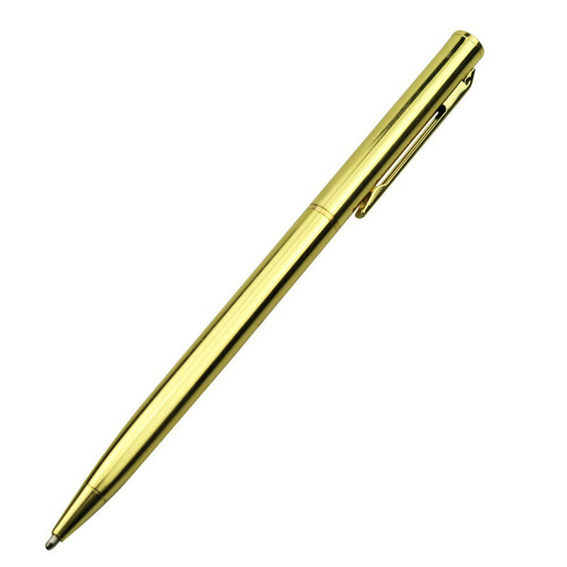 Bolpoin pena 1.0mm, pulpen tanda tangan metalik, pena hadiah kantor bisnis, emas, perak, mawar, tiga warna pilihan 1 ~ 5 buah