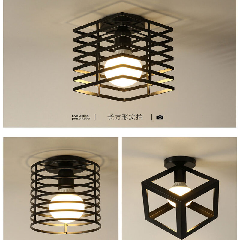 Retro Decke Lampe Vintage Decke Licht Lampe Gemütliche Decor für Bett Zimmer Korridor esszimmer Schwarz Loft 110V 220V E27 Buchse