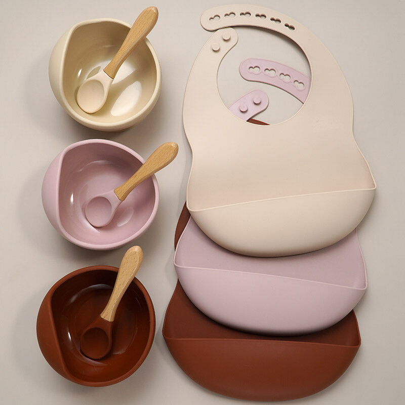 Muslinife-vajilla de alimentación de silicona para bebé recién nacido, baberos impermeables, alimentación de desayuno para niños pequeños